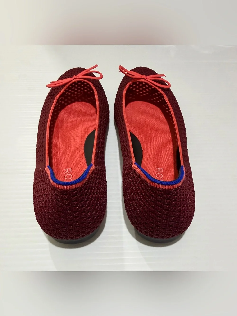 Rothy's Women's The Ballet Flat With Bows in Berry Mesh, Size 8.5